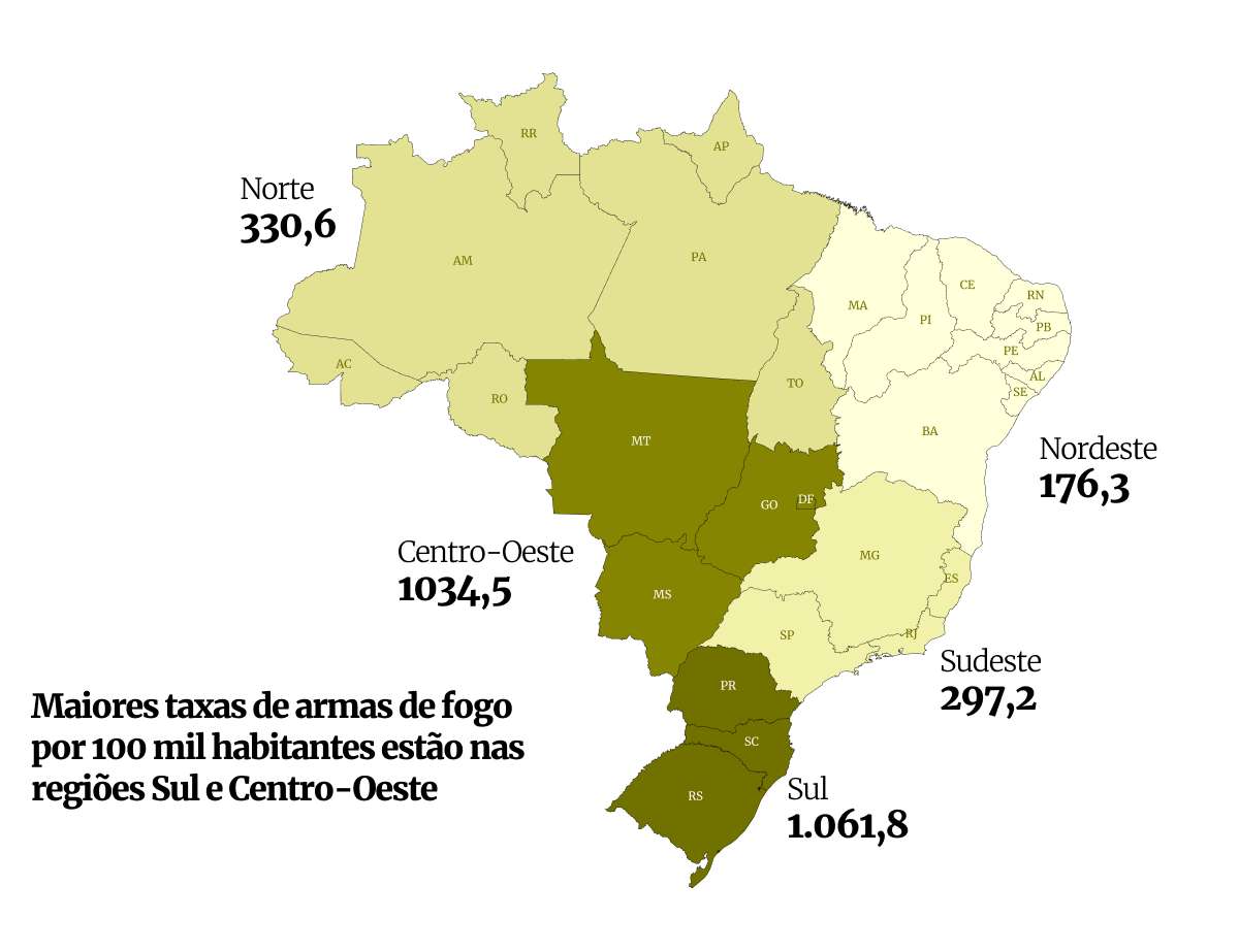 Mapa Raio x das armas de fogo recadastramento - Metrópoles