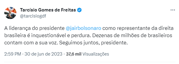 tweet de tarcísio