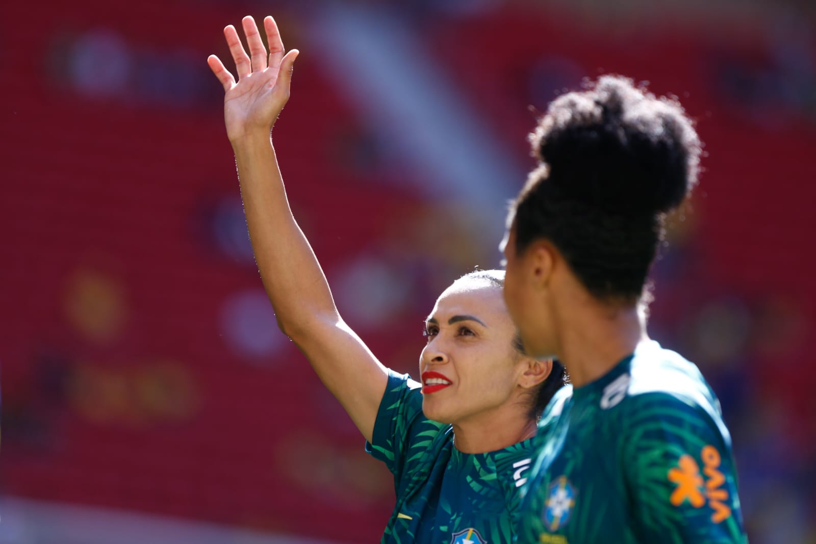 Aquecimento das jogadoras da seleção Brasileira antes da disputa com o Chile