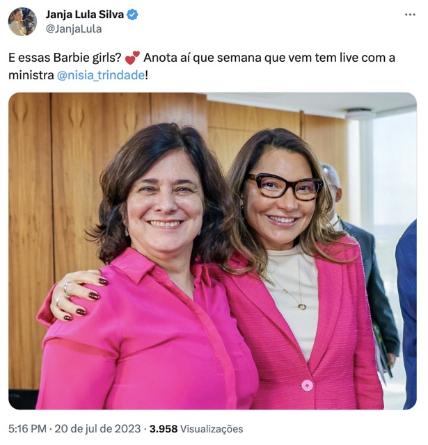 A primeira-dama, Janja da Silva, e a ministra da Saúde, Nísia Trindade