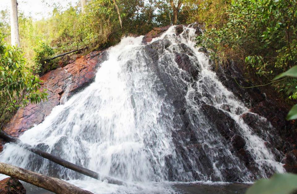 Na foto, uma cachoeira grande e plantas verdes - Metrópoles