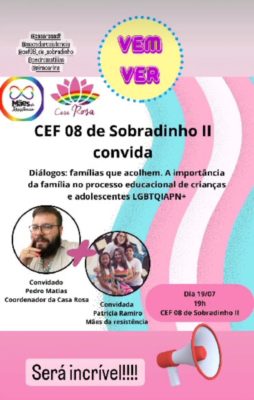 Folder de evento sobre crianças e adolescentes LGBT em escola