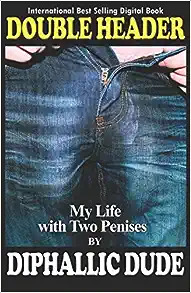 Foto mostra a capa de livro em que uma calça jeans sugere o volume duplo de dois pênis - Metrópoles