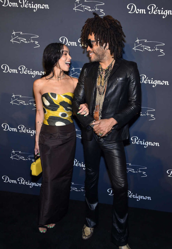 Na imagem com cor, Lenny Kravitz e Zoe Kravitz- Metrópoles