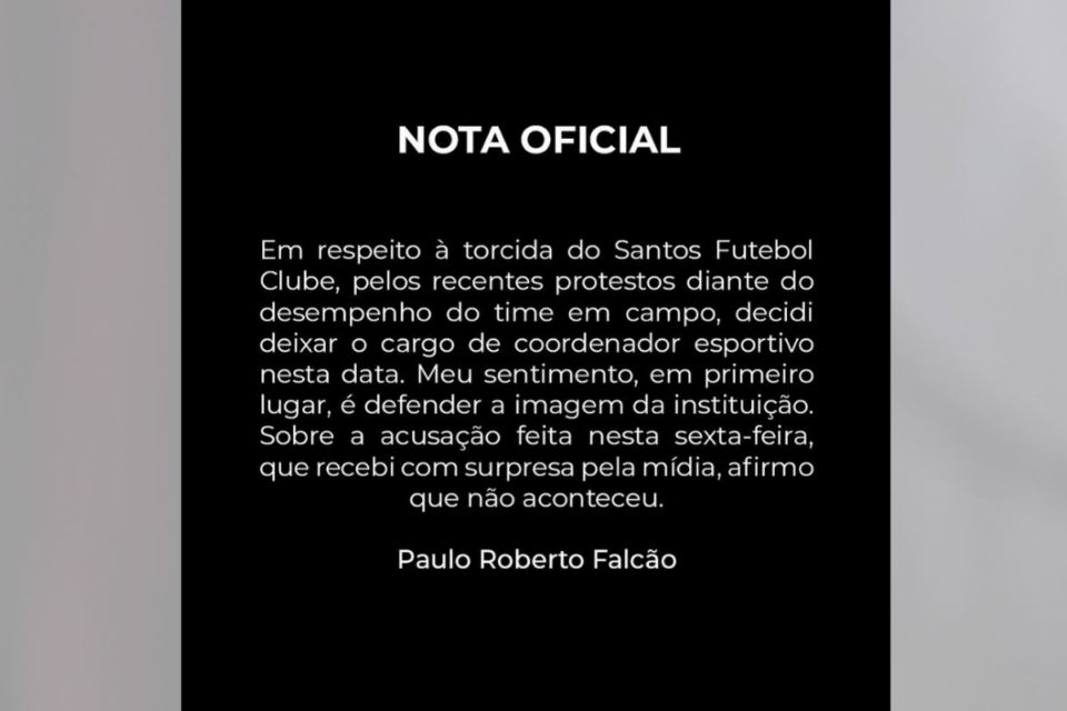 Após acusação de importunação sexual, Paulo Roberto Falcão anuncia demissão do Santos - Metrópoles