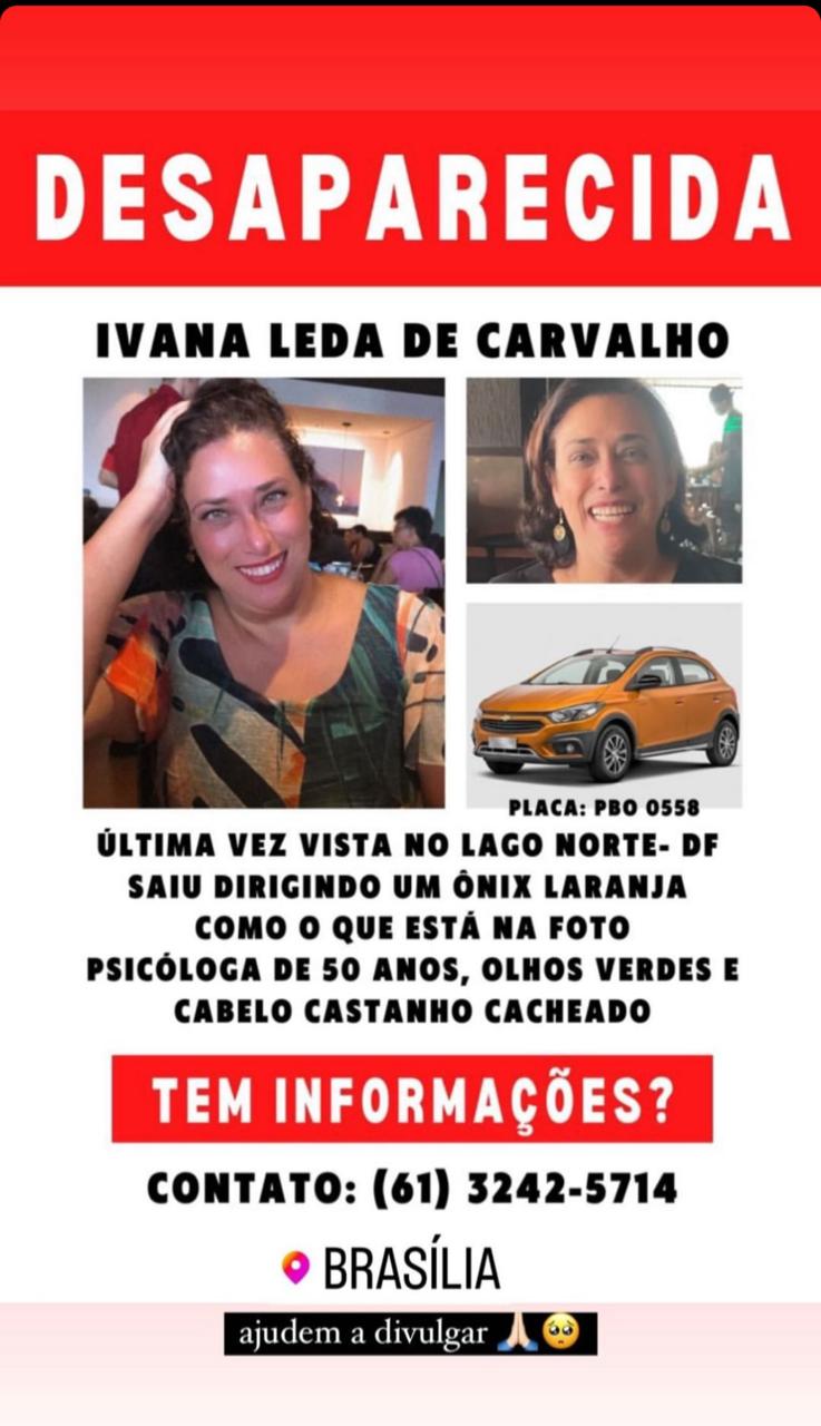 Flyer de mulher desaparecida no DF - Metrópoles