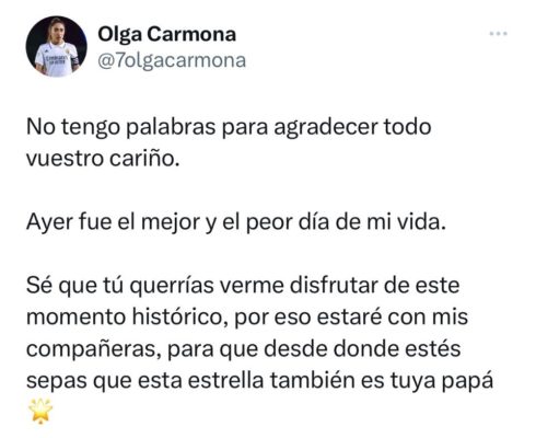 Em tuíte, Olga Carmona agradece solidariedade diante da morte inesperada do pai- Metrópoles