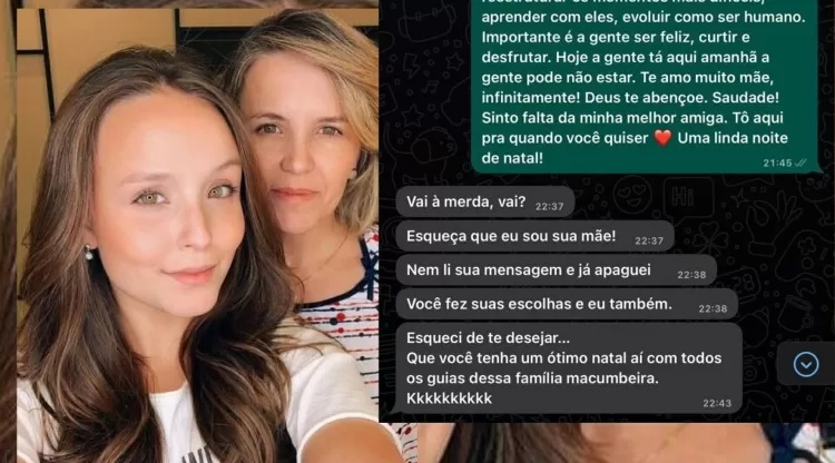 Print da conversa entre Larissa Manoela e a mãe Silvana Taques exposta por Lucas Pasin - Metrópoles