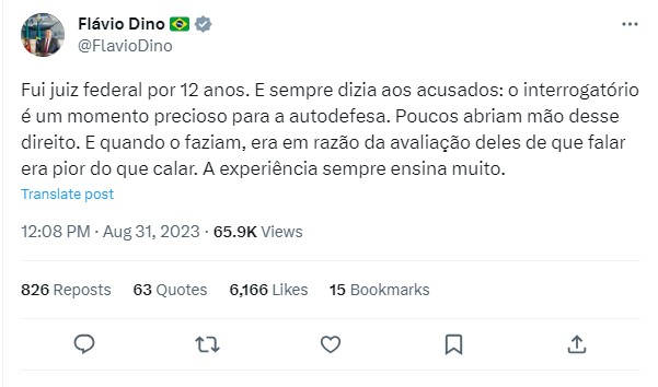 Captura de tela de Twitter do ministro Flávio Dino - Metrópoles