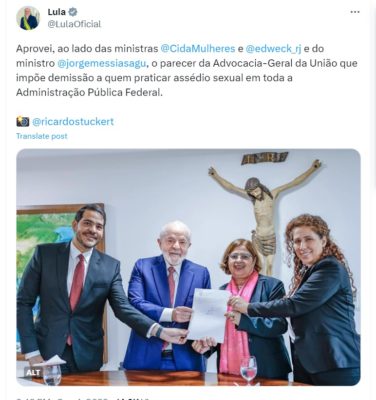 print twitter lula sobre parecer da AGU - metrópoles