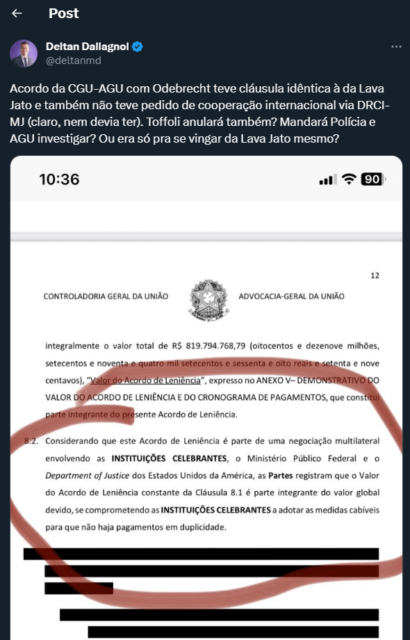 Deltan cita acordo com Odebrecht mas usa trecho de outro documento 