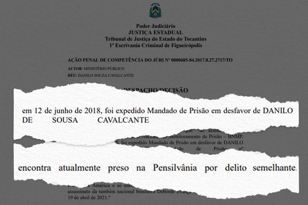 fac simile de documento sobre foragido brasileiro Danilo Cavalcante - Metrópoles