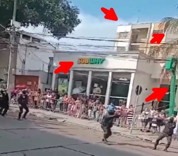 Captura de tela de vídeo em que policiais fazem apresentação em 7 de setembro