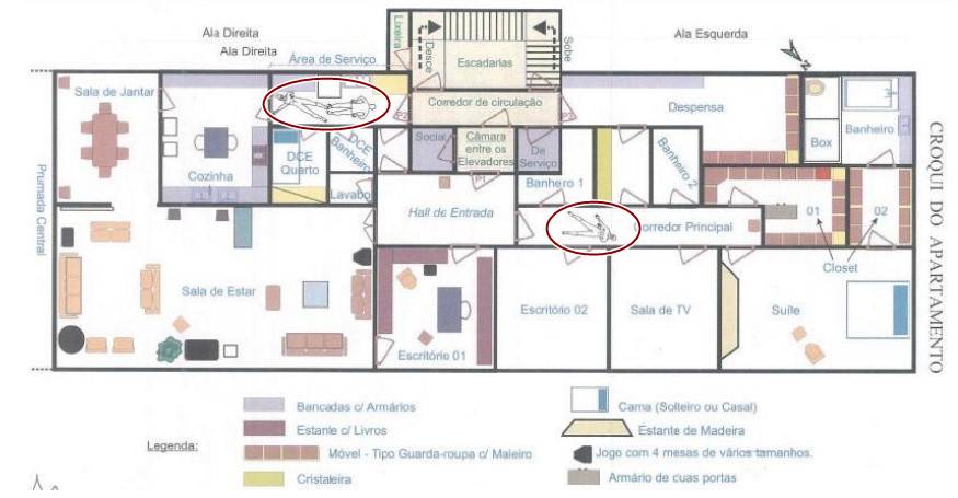 Ilustração da planta do apartamento onde ocorreu o crime da 113 sul - Metrópoles