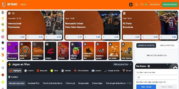 A plataforma tem Pix Betano e diversas opções de apostas