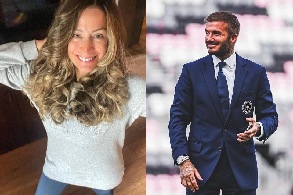 Montagem colorida de Rebecca Loos e David Beckham - Metrópoles