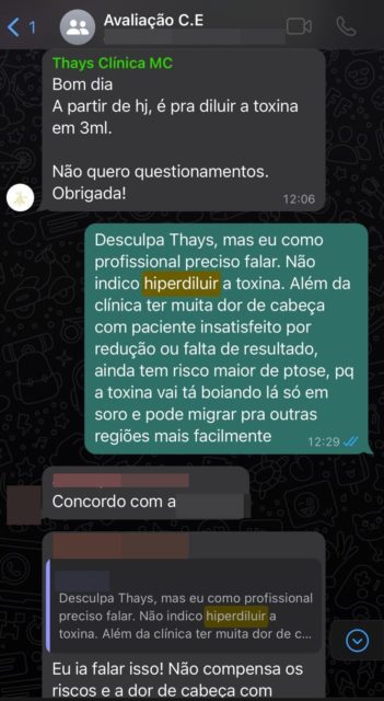 Frame conversa no WhatsApp clínica - Metrópoles