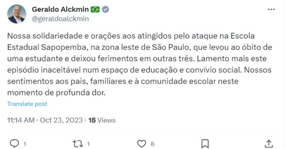 imagem colorida twitter alckmin - metrópoles