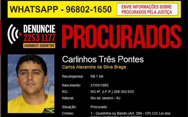 Foto colorida de anuncio de procurado de Carlinhos Três Pontos - Metrópoles