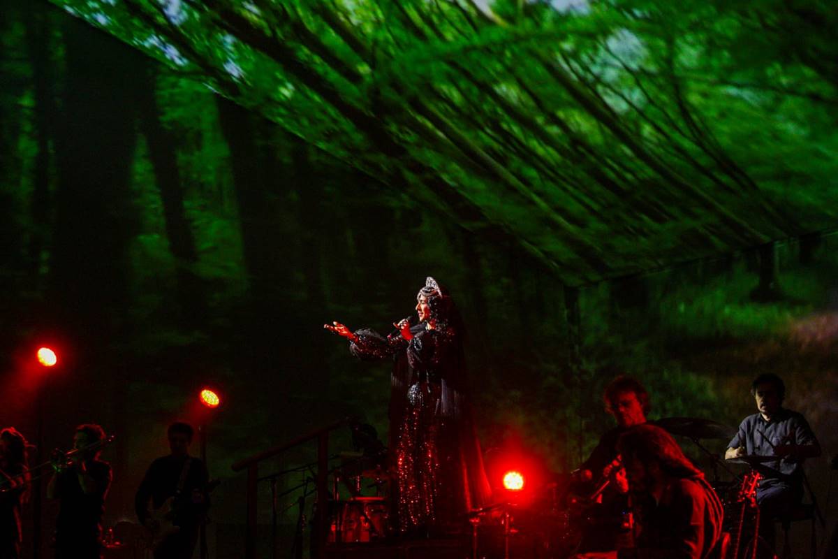 Imagem colorida de Marisa Monte em show em Brasília