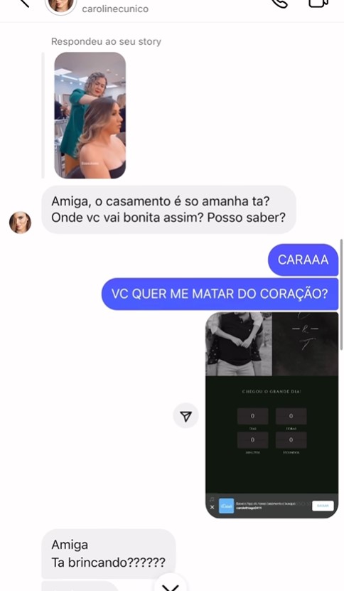 Print de uma conversa no Instagram - Metrópoles