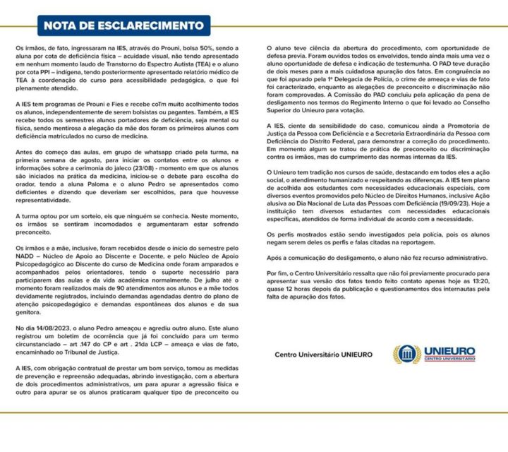 Imagem colorida de texto com nota de esclarecimento