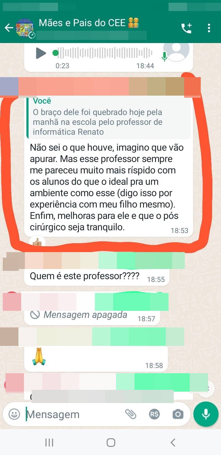 Imagem colorida de um frame de conversa no Whatsapp - Metrópoles