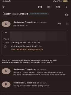 Imagem colorida de email enviado pelo ex-delegado-geral da PCDF a ex-amante - Metrópoles