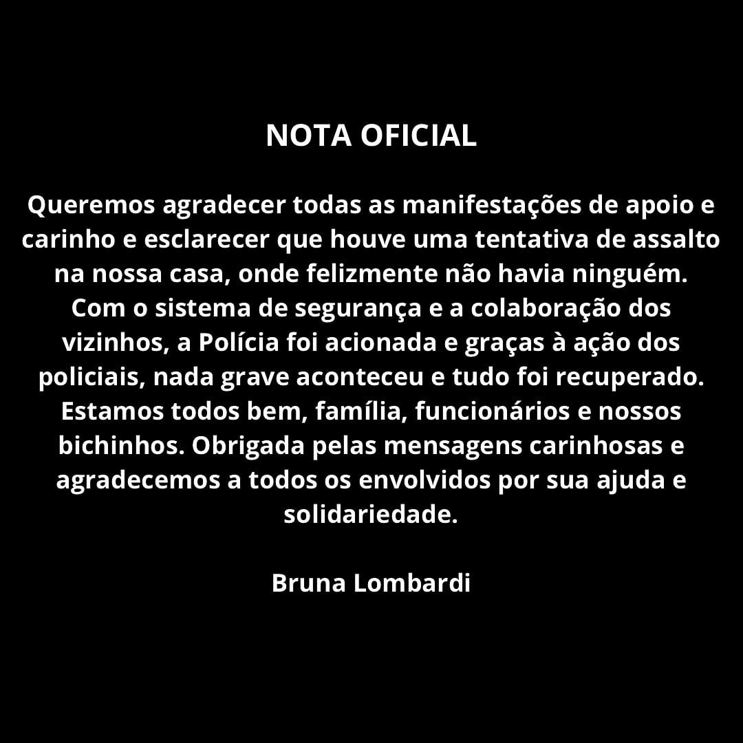 Imagem da carta de Bruna Lombardi 