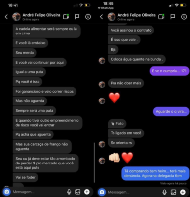 Captura de tela de conversa no Instagram