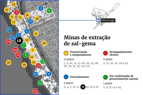 Imagem colorida mostra mapa de situação que atinge maceió, por meio do colapso do solo - Metrópoles