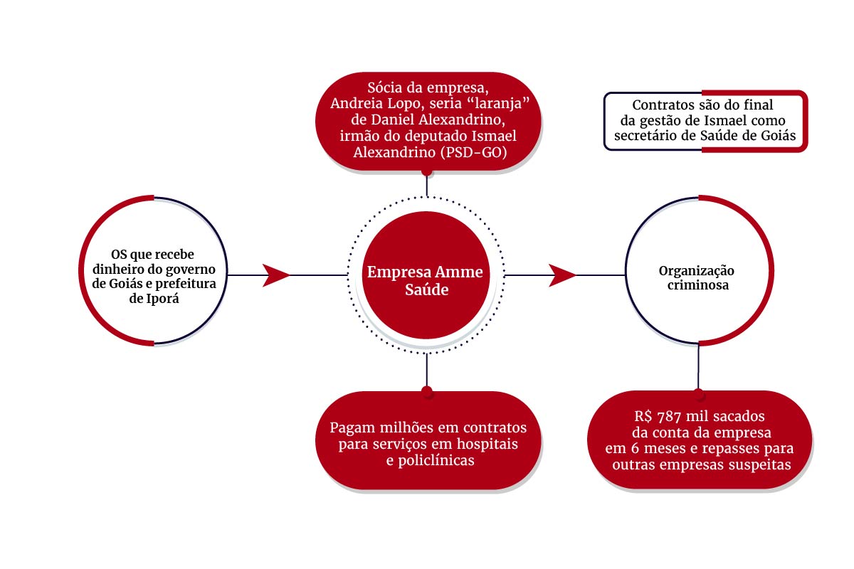 Diagrama colorido de esquema Amme Saúde Alexandrino Goiás - Metrópoles