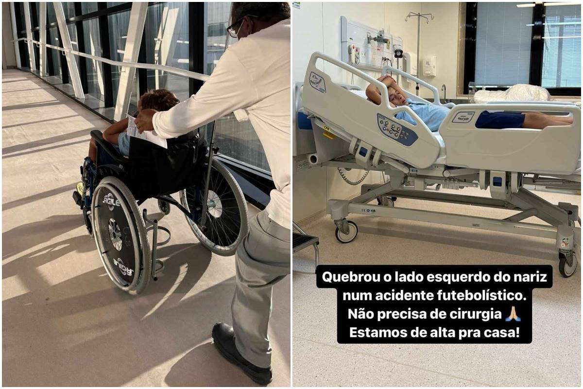 Montagem com fotos de Vicente Cazarré no hospital