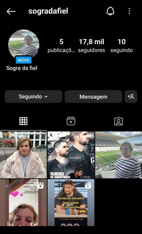 Imagem colorida do perfil do Instagram "Sogra da Fiel"- Metrópoles