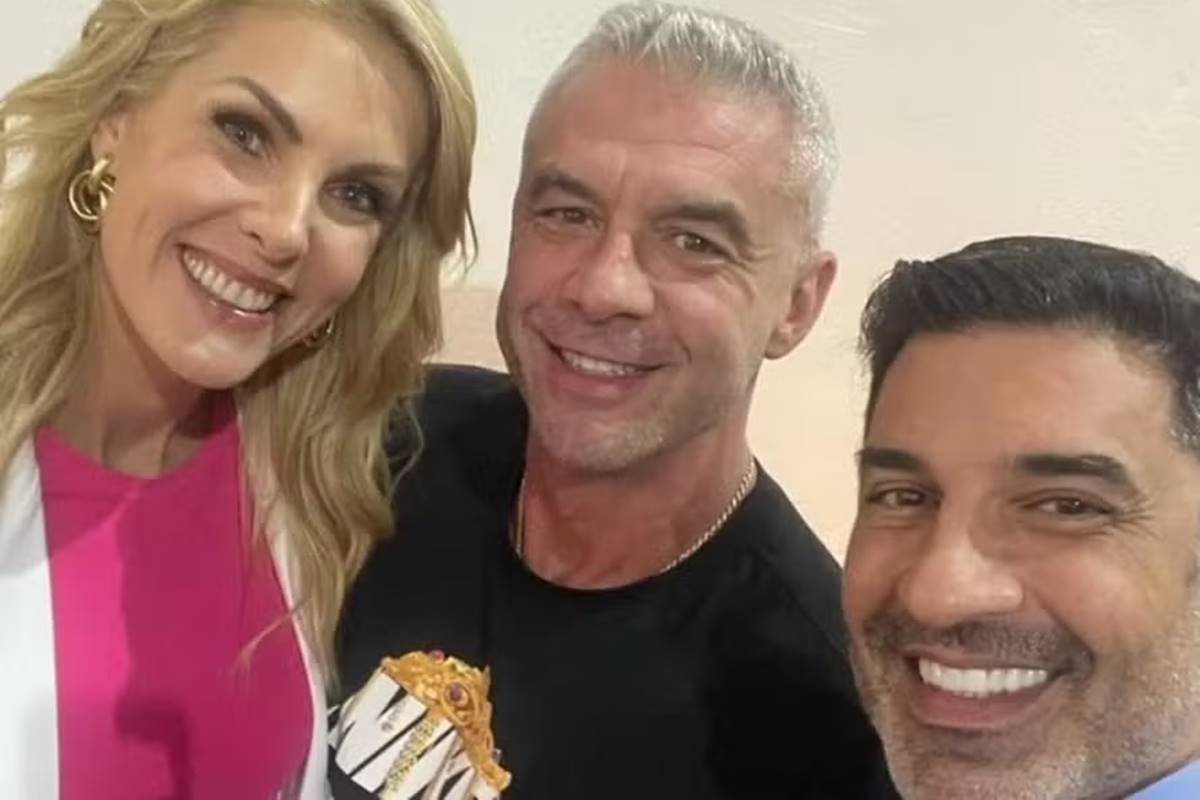 Ana Hickmann, Edu Guedes e Alexandre Correa em foto colorida. Os três sorriem - Metrópoles