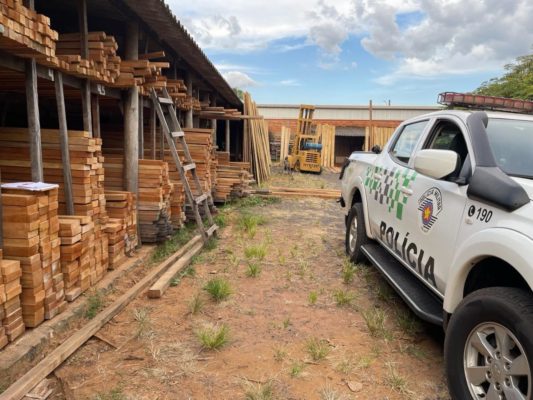 foto colorida de madeireira de Rancharia que foi multada pela Polícia Ambiental por irregularidades no sistema de controle - Metrópoles