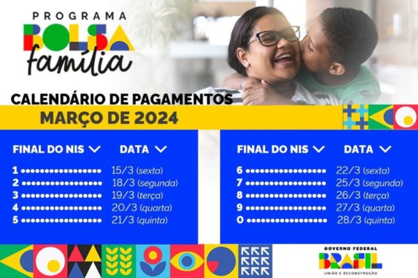 Calendário de pagamentos do Bolsa Família em março de 2024 - Fonte: MDS