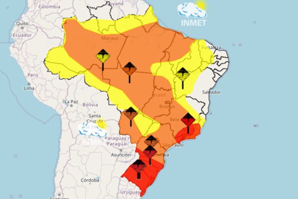 Foto colorida de alerta do Inmet - Metrópoles