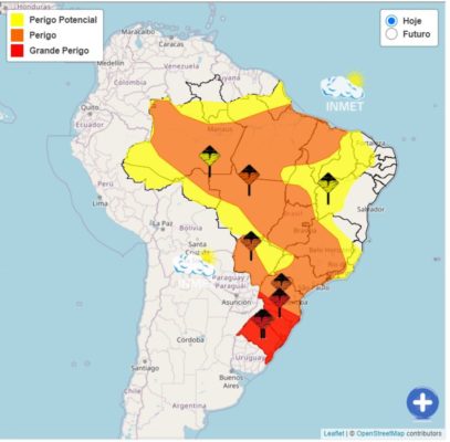 foto colorida de Inmet emitiu alerta de perigo para São Paulo por causa das fortes chuvas; na região Sul, alerta é de grande perigo - Metrópoles