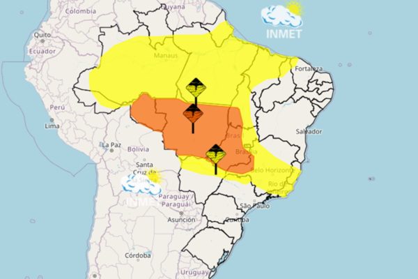 Foto colorida de amarelo e laranja do Inmet - Metrópoles