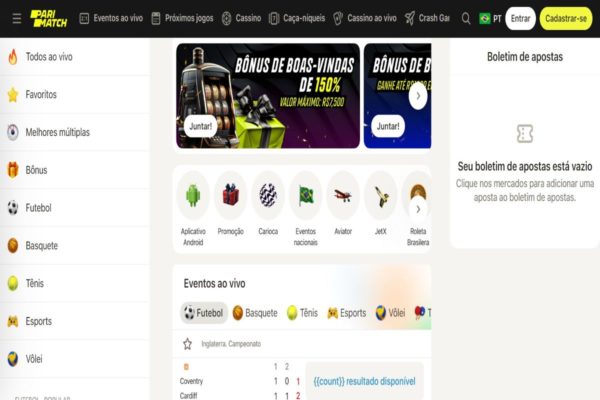 Site da Parimatch Brasil - APOSTAS