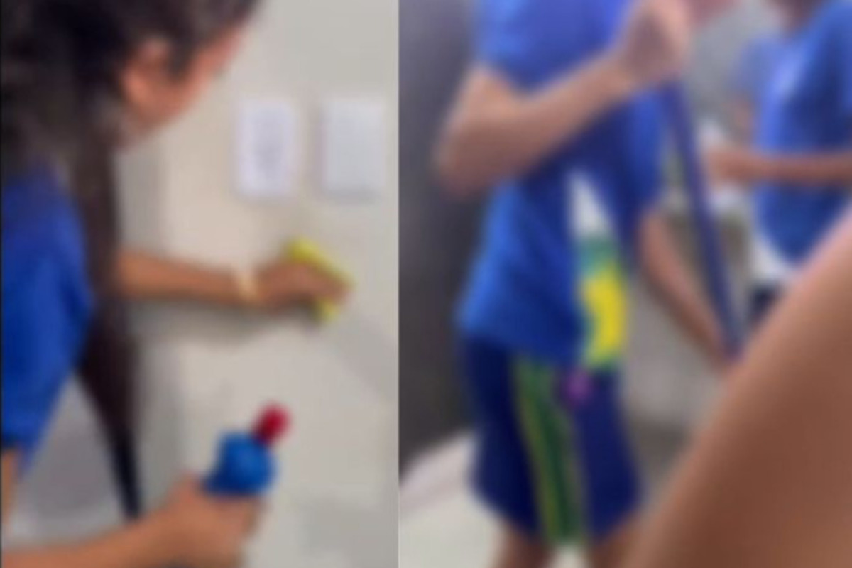 Vídeo de alunos limpando salas e banheiros de escola estadual viraliza |  Metrópoles