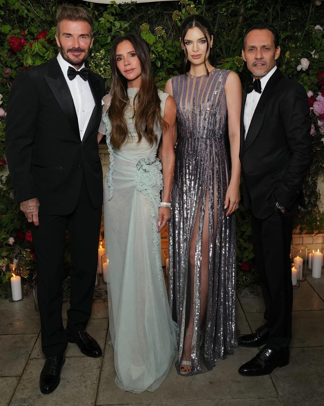 David e Victoria Beckham com Nadia Ferreira e Marc Anthony