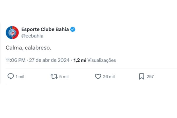 Bahia tuíte calabreso - Metrópoles