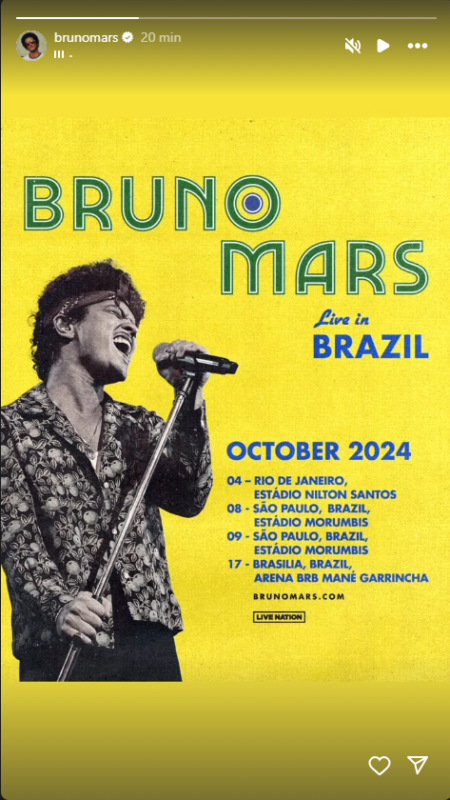 Instagram Bruno Mars Brasília