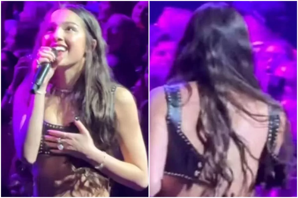 Vídeo. Olivia Rodrigo quase fica pelada após top abrir durante show |  Metrópoles