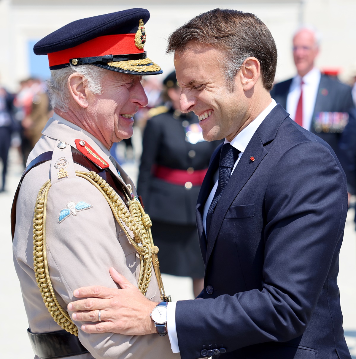 Rei Charles III e o presidente da França, Emmanuel Macron