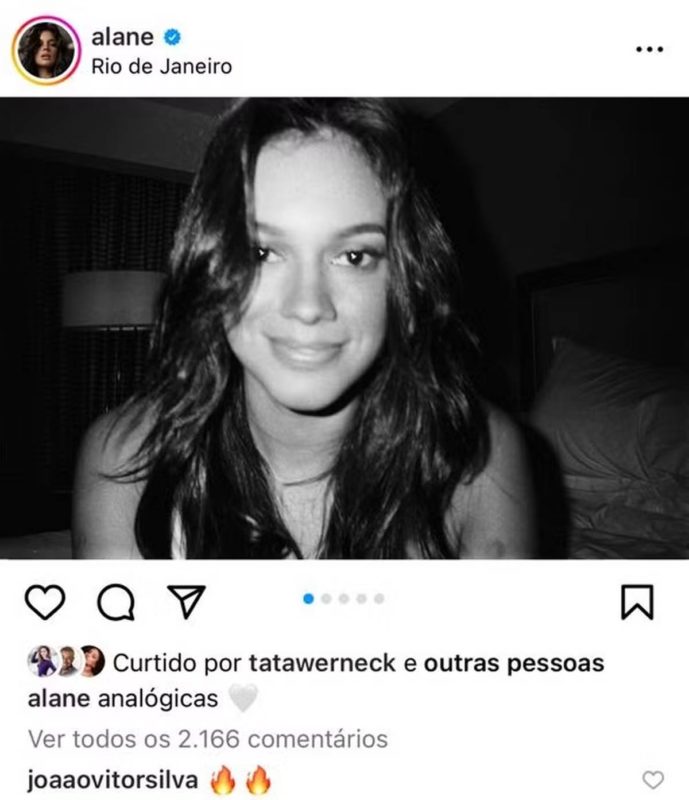 João Vitor Silva comenta foto de Alane Dias - Metrópoles