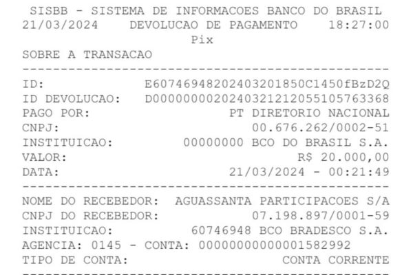 Comprovante transação