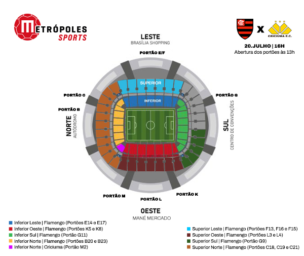 Mapa Arena BRB Mané Garrincha